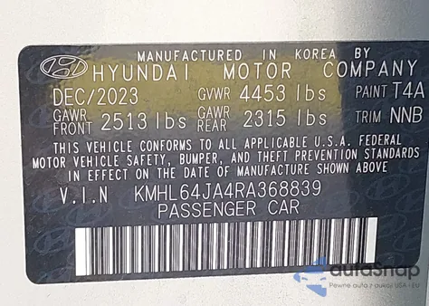 2024 Hyundai Sonata Sel из США, поврежденный, VIN KMHL64JA4RA368839